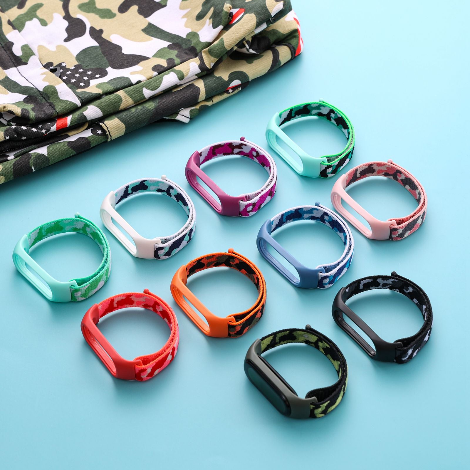 For Xiaomi Mi Band 5 6 7 Camouflage Nylon Adjustable Smart Watch Strap Replacement Wrist Band For Xiaomi Mi Band 5 6 7 Camouflage Nylon Adjustable Smart Watch Strap Replacement Wrist Band